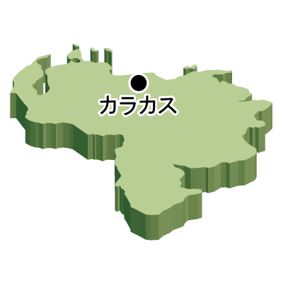 ベネズエラ・ボリバル共和国無料フリーイラスト｜首都名・立体(緑)